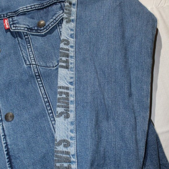 Levis Mens Track Coach Side Stripe Denim Trucker Jacket **IRREGULAR** - Picture 3 of 4